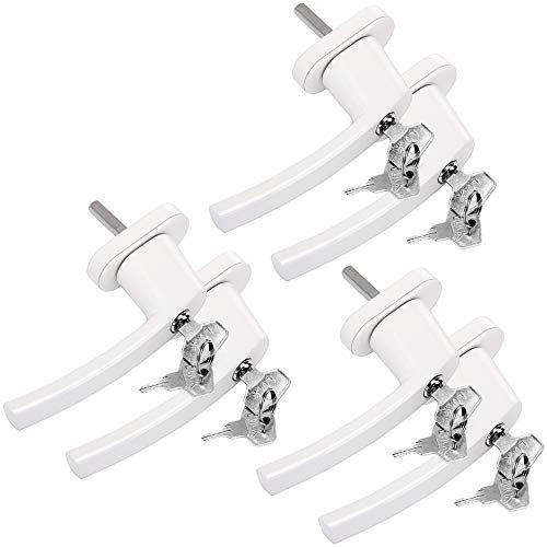 Monzana 6X Manilla de Ventana Puerta Universal con Cerradura + 2 Llaves Manija Bloqueo en 2 Posiciónes Blanco