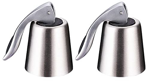 Kitchnexus 2 Stück Wein-Verschluß Sektverschluss Weinflaschenverschluss aus Edelstahl Flaschenverschluss Vakuum Champagnerflasche Stopper