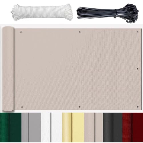 GLIN Borde para balcón, 80 cm de alto, color topo para balcón, protección contra el viento, revestimiento de balcón, revestimiento de balcón, revestimiento de balcón, 80 x 700 cm