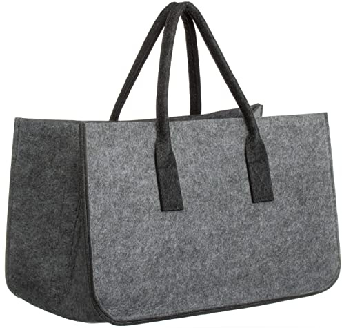 Brandsseller | filtväska | ca 48 x 28 x 25 cm | shoppingväska | vedväska | förvaringskorg | grå