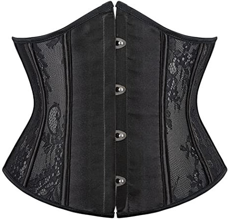 Valin Damen Schwarz Taillentrainer Korsage Korsett Shapewear Mesh Unterbrust Korsett Schnüren Corsage,36-38,C819