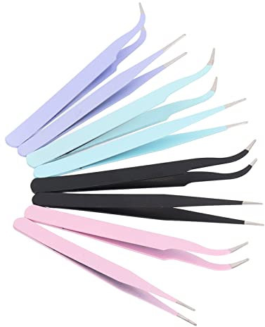 Ensemble de Pincettes de Précision Kit de Pincettes Artisanales Pincettes à Souder Industrielles Colorées pour L'artisanat, les Bijoux, L'électronique, le Travail de Laboratoire