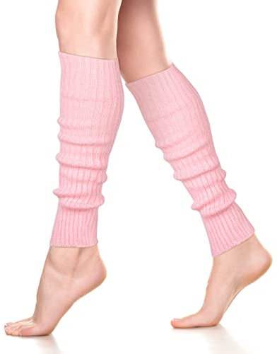 Neer Damen Beinstulpen Gerippte Beinlinge 80er Jahre Lange Beinwärmer Stiefel Knöchelwärmer(Rosa)