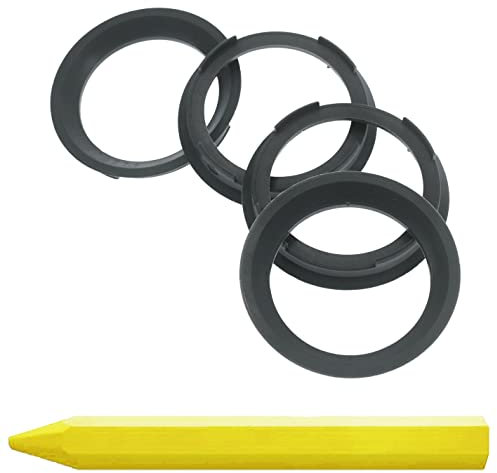4X Zentrierringe 70,4 x 57,1 mm Grau Felgen Ringe + 1x Reifen Kreide Fett Stift