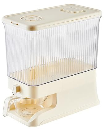 BURLOE Sealed Grain Container with Measuring Cup, Rice Dispenser Muesli Dispenser Rinsing Storage Bucket Household Box Pollution Tank Cereal,Yellow2