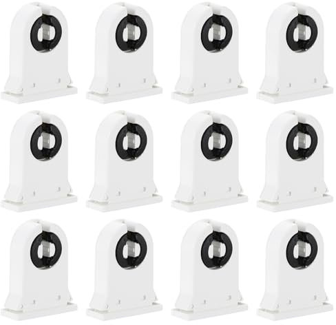 PATIKIL T8 Support de Lumière Fluorescente, 12 Pcs G13 Base de Lampe Douille de Tube Fluorescent LED, 500V Remplacement du Support de Lampe de Type Tournant Non Shunté, 39x32x13mm