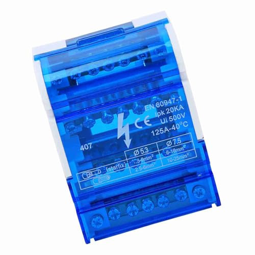 Terminal Distribution Box, 407 Din Rail 500V Single Phase Junction Box for Electrical Engineering