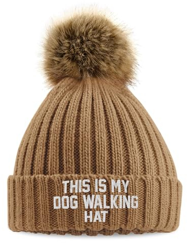 Lila tryck hus broderat This is My Dog promenadhatt fuskpäls pom mössa vinter promenad broderi tjock dammössa, Kex, one size