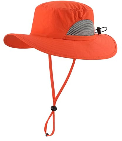Decentron Chapeau de soleil pour enfants à large bord UPF 50+ Protection solaire pour garçons et filles Chapeau de plage d'été respirant, Orange, 2-6 Years
