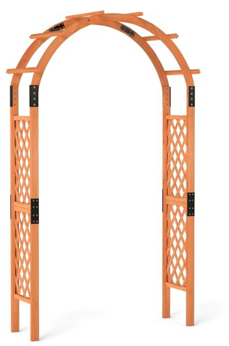 RELAX4LIFE Arco da Giardino con Traliccio in Legno, Arco per Piante Rampicanti e Rose, Pergolato Decorativo da Giardino per Festa e Matrimonio (Arancione, 132 x 60 x 235 cm)