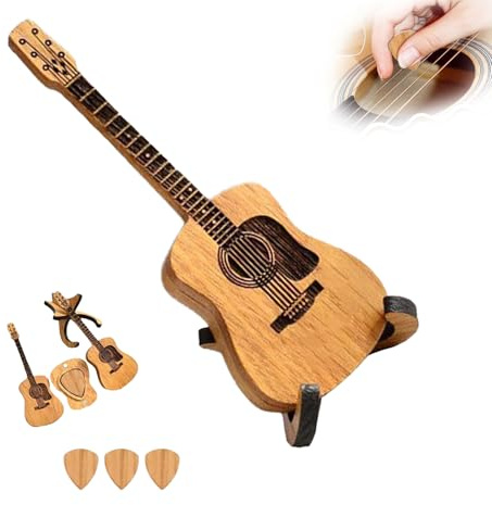 1Set Guitar Pick Holder, 2026 Wooden Guitar Pick Box With 3 Pcs Guitar Pick, Acoustic guitar picks,wooden guitar picks with Stand(1Set)