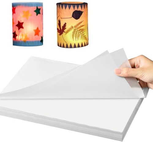 Lot de 50 découpes de lanternes en papier transparent : 22 x 51 cm Lanterne en papier transparent pour bricoler des lanternes individuelles, découpes de lanterne pour papier calque, papier