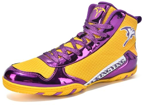 Hiuzylqx Botas de Lucha Libre para Hombre Zapatos Boxeo Confort Y Estabilidad En El Ring,Liviablesy Transpirables,para Deportes,Combate,Wrestling,Amarillo,46 EU