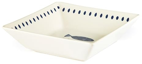 Excelsa Ocean Set 6 piatti fondi in ceramica 17x17 cm, decorazione pesci blu