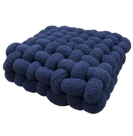 QWWQYDY Cojin Nudos Almohadas con Nudos Suaves, cojín Cuadrado, decoración del hogar for niños, Almohada de Felpa, sofá Decorativo for el, Tejido(Navy Blue 30cm)