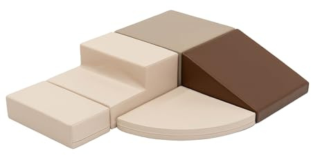 IGLU SOFT PLAY Corner Climber 5 mjuka byggstenar set för småbarn och spädbarn – klätterbyggstenar av skum – krabblandskap och motorikleksak för hem (Chocolate Dune) | Firm Step Skum | Veganskt läder | CE-certifierad | Främjar motorik och kreativitet | Lätt att rengöra