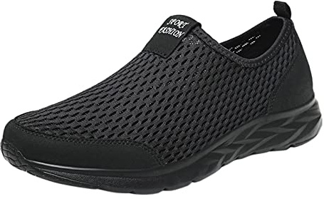 Scarpe casual senza lacci, traspiranti, scarpe estive in rete, comode scarpe da corsa, antiscivolo, per attività all'aria aperta, casual, da trekking, sportive, da jogging, Nero , 41 EU
