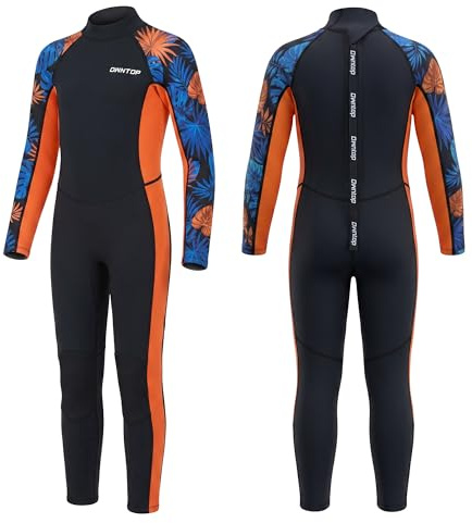 Owntop Combinaison de plongée thermique en néoprène de 2,5 mm pour filles et garçons – Fermeture éclair dans le dos – Combinaison de plongée thermique pour jeunes adolescents et sports nautiques