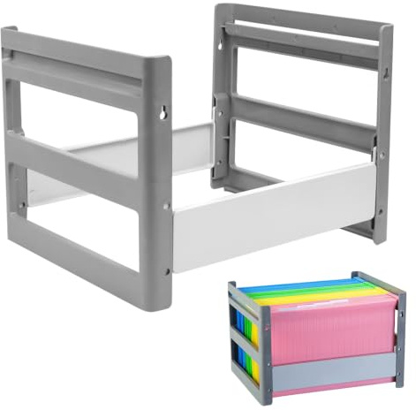 Pengrud Panier à Dossiers Suspendus,36.3x32.5x27.5cm | Boîte de Classement Suspendue A4 Cadre de Dossier Suspendu en PP Convient pour la Maison, le Bureau, les Fichiers (Gris)