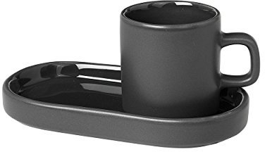 blomus -PILAR- 2er Set Espressotassen aus Steingut, Agave Green, 50ml Fassungsvermögen, schlichte Eleganz, spülmaschinenfest, hochwertige Verarbeitung (H / B / T: 6 x 7,5 x 5 cm, Agave Green, 63714)