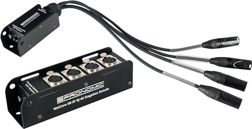 Pronomic NetCore SB-3F/SP-3M Set: solución multicore con stagebox de 4 conectores XLR hembra y cable con 4 XLR macho para transmisión de señales analógicas o digitales por cable de red.