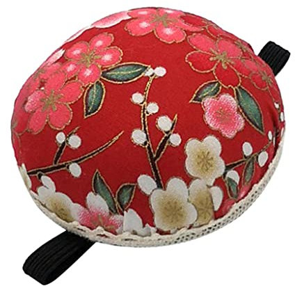 Baoblaze Blume Gedruckt Nadelkissen Handgelenk Kissen Armnadelkissen für DIY Nähen Handwerk Werkzeug - rot