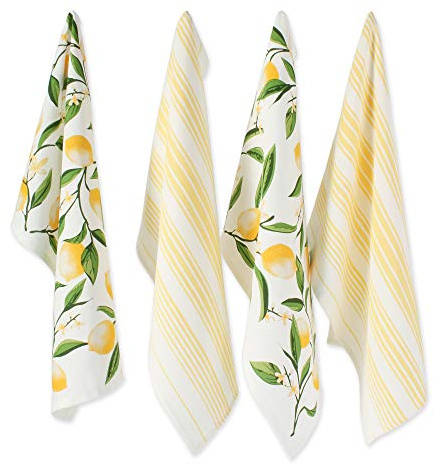 DII Lemon Bliss Kitchen Collection, Dishtowel Set, 4 Count