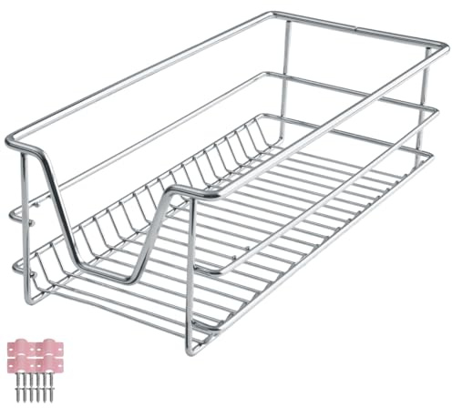 tectake® Cajón Telescópico, Bandeja Extraible Armario, Rieles Extensibles, Organizador Cocina, Organizador Armario Cocina, Cajon Telescopico Cocina - 1 Cajón, Apto para armarios de 30 cm