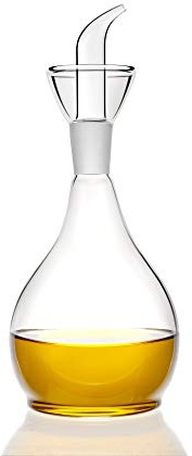 HAIZEEN 13ounce/ 380 ml Clear Glass Olive Oil Dispenser Bottle - Oil & Vinegar Cruet with Pourers and NO Funnel Needed - Olive Oil Carafe Decanter for Kitchen and BBQ