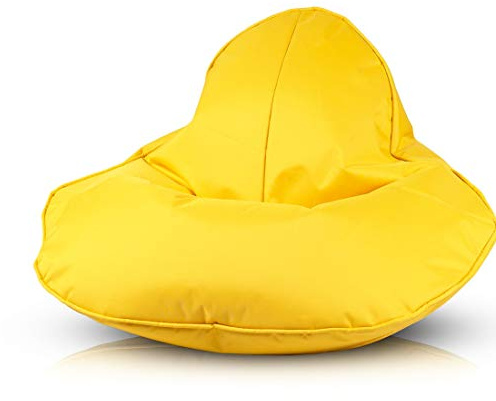 Ecopuf Frog - sittsäck med päron, fluffig fåtölj med stoppning - för hem och utomhus, för barn och vuxna, hållbar polyester, slitstark – 120 x 80 cm, gul Nc4