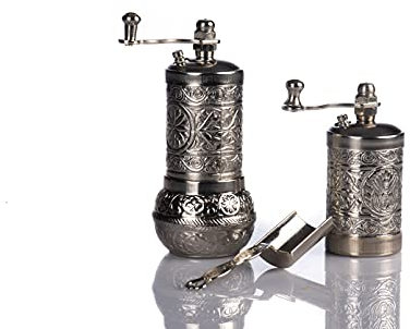 Ensemble moulin à sel et poivre - Moulin à herbes, poivre et épices manuel (Argent vif)