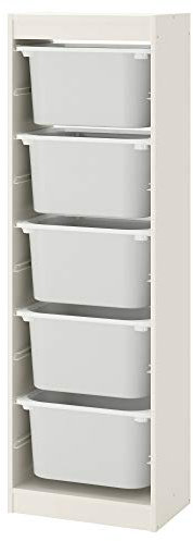 IKEA TROFAST Aufbewahrungskombination mit Boxen, 46x30x145 cm, weiß/weiß