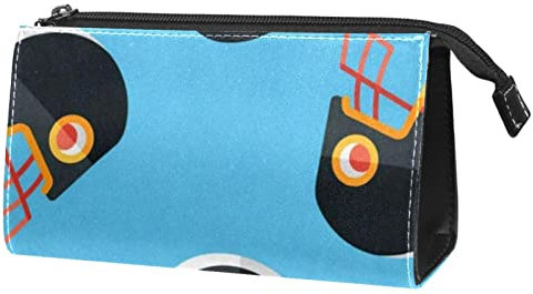 Große Make up Tasche Reißverschlusstasche Wasserdichter Reise Kosmetik Organizer für Frauen und Mädchen,American Football Helm Cartoon