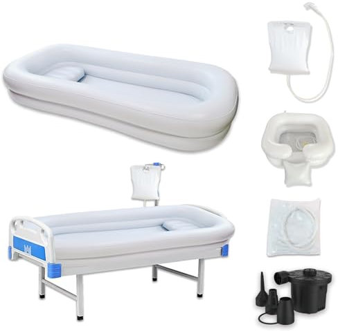 JJFFTAO, Medizinische aufblasbare Badewanne, aufblasbares Bettbad, medizinisches PVC-Nachttisch-Dusche-Badewannen-Set, Bettbäder für Behinderte, Bettwanne+Nachttisch-Wasserbeutel+elektrische