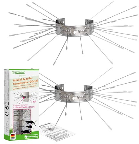 ISOTRONIC Set di 2 cinture di protezione per martore in acciaio inox per grondaia e albero – Repellente per martore personalizzabile (2)