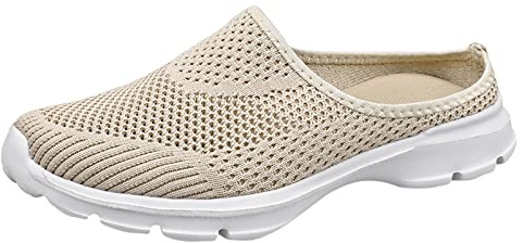 Women's Summer Shoes with Wedge Heel, Trainers Platform Women's Black Casual Shoes Breathable Trainers Lightweight Outdoor Shoes Leisure Low Shoes Non-Slip Walking Shoes Comfortable Slippers, beige, 8