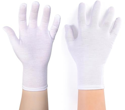 Donfri 2 Paar Baumwollhandschuhe Neurodermitis Arbeitshandschuhe Dünn Schutzhandschuhe Feuchtigkeitsspendende Handschuhe Weiß für Trockene Hände, Ekzeme, Schönheit