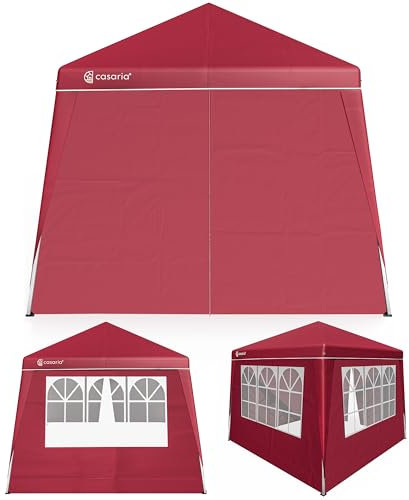CASARIA® Tonnelle de Jardin 3x3m Pliante Pop-UP 4X parois latérales Protection UV 50+ Sac Tente Pliable imperméable pavillon Festival fête Capri Rouge