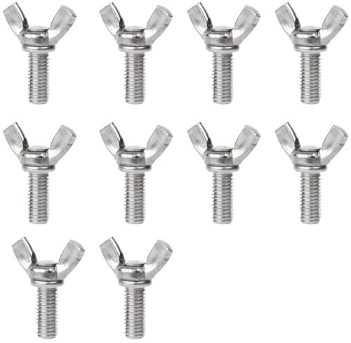 Leliafleury 10Pcs Butterfly Wing Screws M8 x 30mm Stainless Steel Wing Bolt Hand Twist Tighten Fasteners for DIY Tools Machinery Electronic Equipment