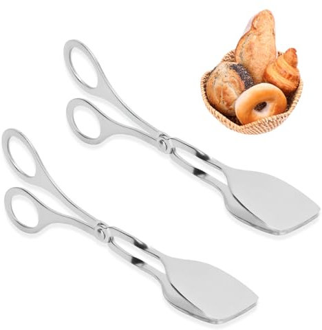 Tissting 2 Pièces Pince à Buffet Pince à Salade avec Poignées en Ciseaux 7 Pouces en Acier Inoxydable Fête Restauration Pinces à Gâteau Pince à Pain Pince à Ciseaux Pinces de Cuisine