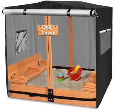 Owlcover Wood Sandbox Cover,600D Heavy Duty Waterproof Anti-UV Sand Box Cover,for with Canopy and Foldable Bench Seats Sand Boxes.Cover Only(48 W x 48 D x 48 H)