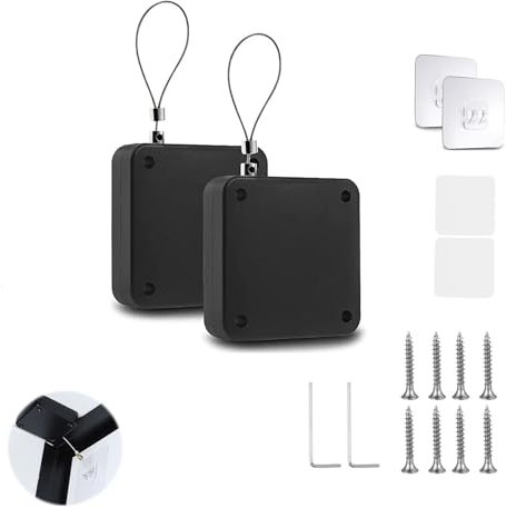 Yeenano Ferme Porte Automatique,2 pièces Ferme Porte Avec Cordon,Domicile Ferme Porte Multifonctionnel Ferme Capteur Automatique Sans Poinçon Automatic Door Closer,pour Intérieur,Maison(1000g)