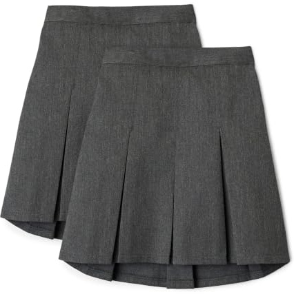 Amazon Essentials Girls' Pleated School Uniform Skirt, Pack of 2, Grey, 12-13 Years