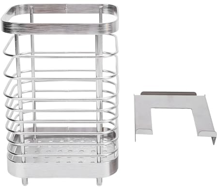 MAPHRWZ Panier à baguettes de camping, cadre en acier inoxydable, rangement sur rail latéral pour fourchettes, cuillères, universel pour les systèmes avec sac de rangement dédié (Argent)