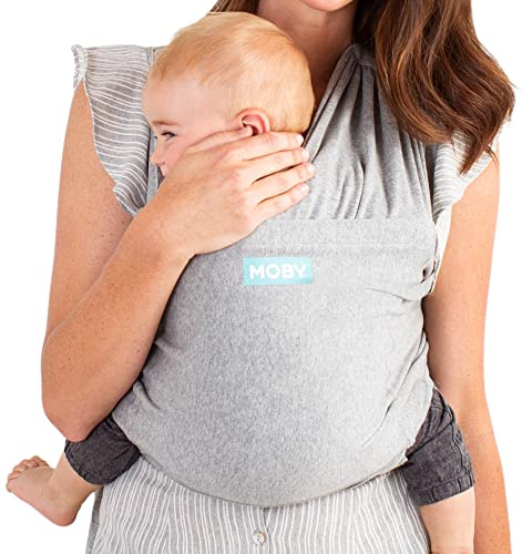 MOBY Fit Babytragetuch für Neugeborene bis Kleinkinder bis 13,6 kg, Babytragetuch ab der Geburt, Einheitsgröße, atmungsaktiv, dehnbar, aus 100% Baumwolle, Unisex, Grau