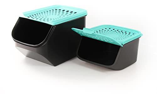 Topperware löklager 5,5 l turkos + vitlöklager 2,3 l svart turkos