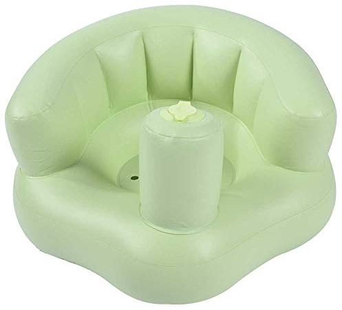 Asiento de baño para bebés Taburete inflable Silla para bebés Sofá inflable para bebés Bomba incorporada para bebés Asiento de baño para el hogar Sofá de entrenamiento de baño para (Verde)