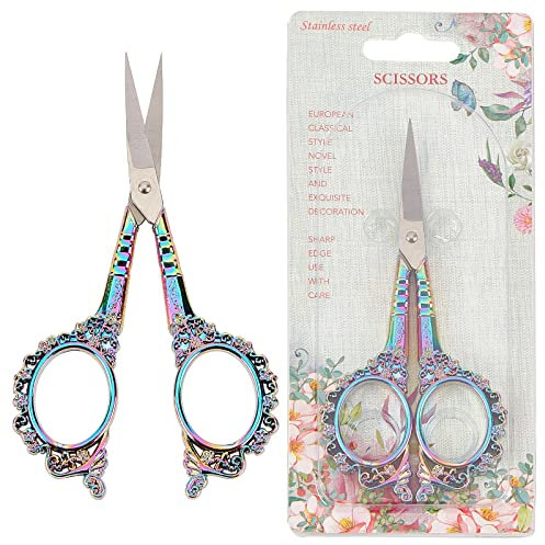 SUNNYCLUE 1 Stück Stickschere Klein Scharf Vintage Stil Stickerei Nähschere Für Stoff Und Papierschneiden Basteln Einfädeln Haushalt Täglicher Gebrauch Kreuzstich Mehrfarben