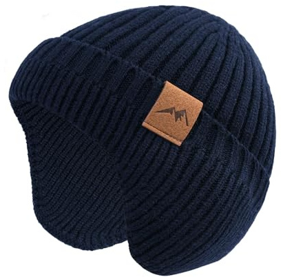 POXIMI Baby Boy Winter Hat Toddler Warm Beanie Girl Knit Hats with Earflap Kid Cute Earmuffs Navy