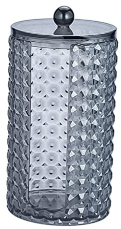 PRETYZOOM Caja para Hisopos y Algodón De Maquillaje Ovalada Transparente Negra, Contenedor De Almacenamiento Acrílico Tapa, Organizador para Hogar y Tocador